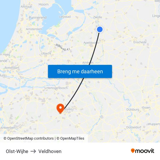 Olst-Wijhe to Veldhoven map