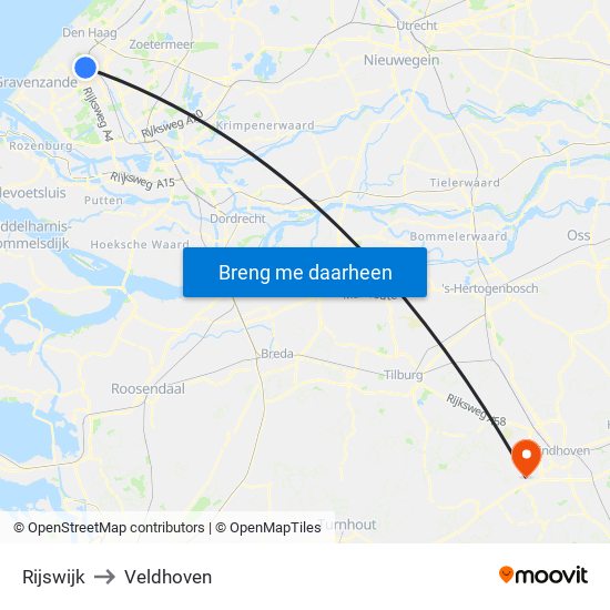 Rijswijk to Veldhoven map