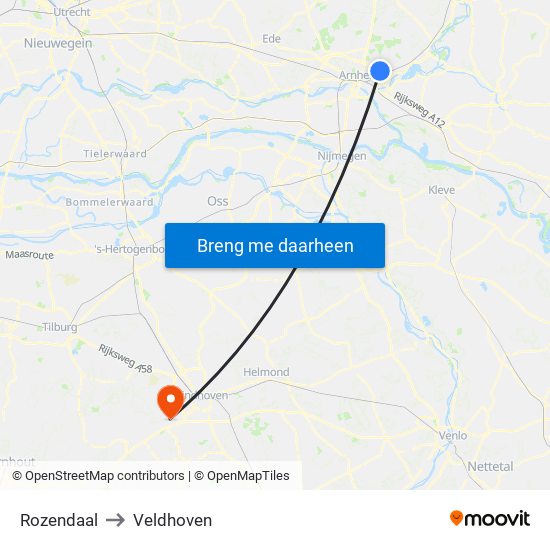 Rozendaal to Veldhoven map