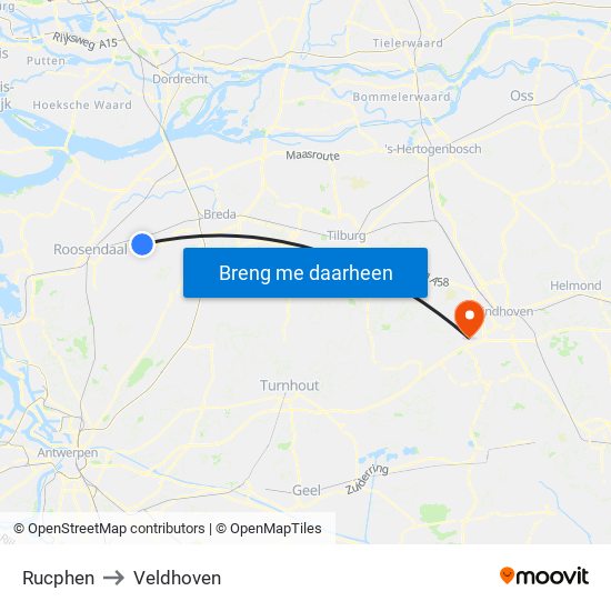 Rucphen to Veldhoven map
