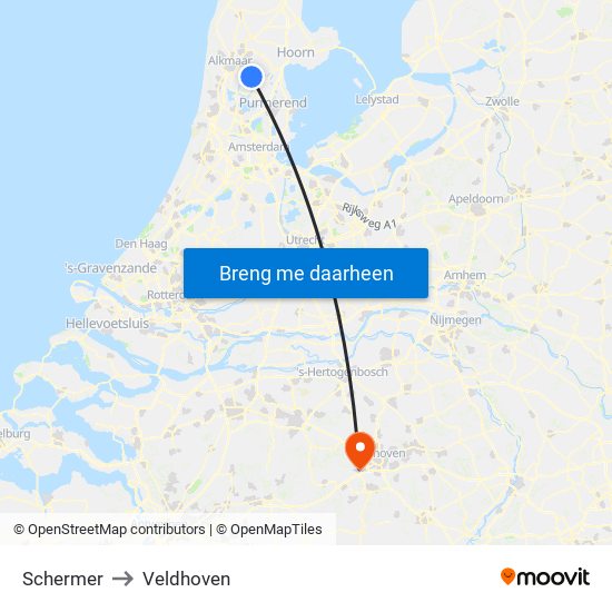 Schermer to Veldhoven map