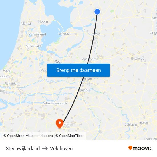 Steenwijkerland to Veldhoven map