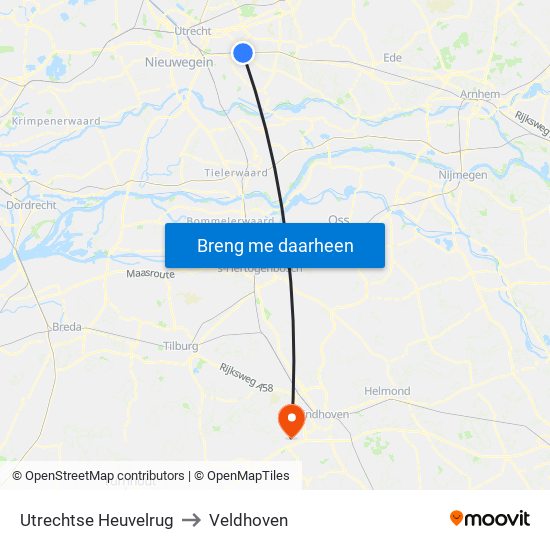 Utrechtse Heuvelrug to Veldhoven map