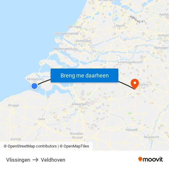 Vlissingen to Veldhoven map