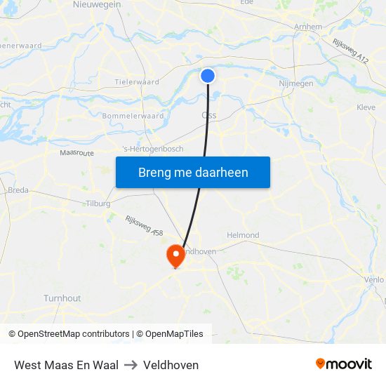 West Maas En Waal to Veldhoven map