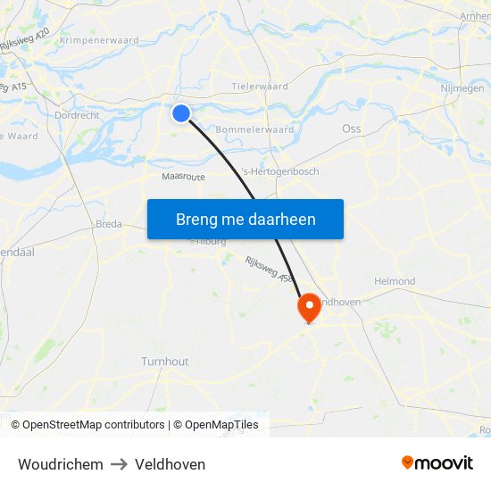 Woudrichem to Veldhoven map