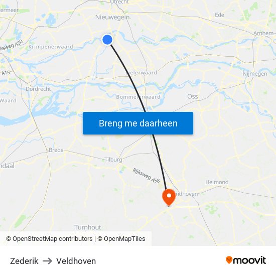 Zederik to Veldhoven map