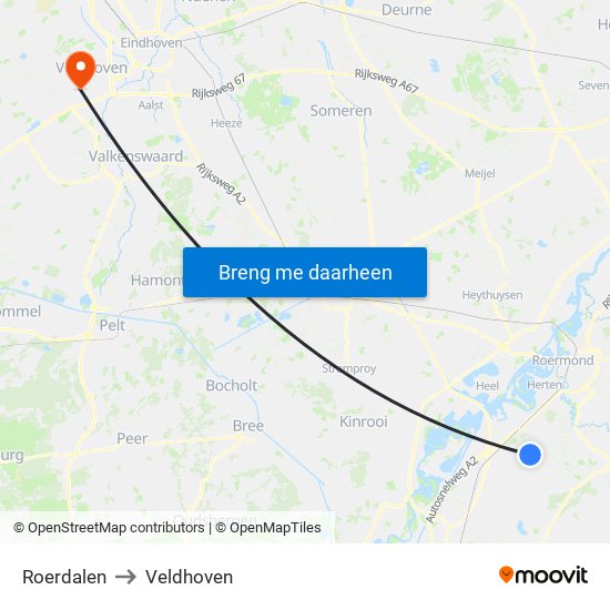 Roerdalen to Veldhoven map