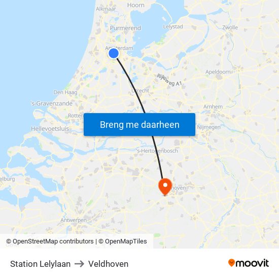 Station Lelylaan to Veldhoven map