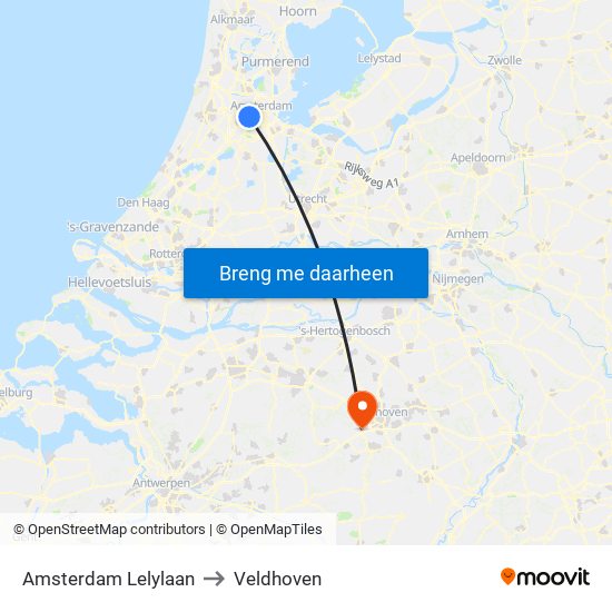 Amsterdam Lelylaan to Veldhoven map