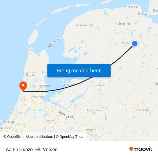 Aa En Hunze to Velsen map