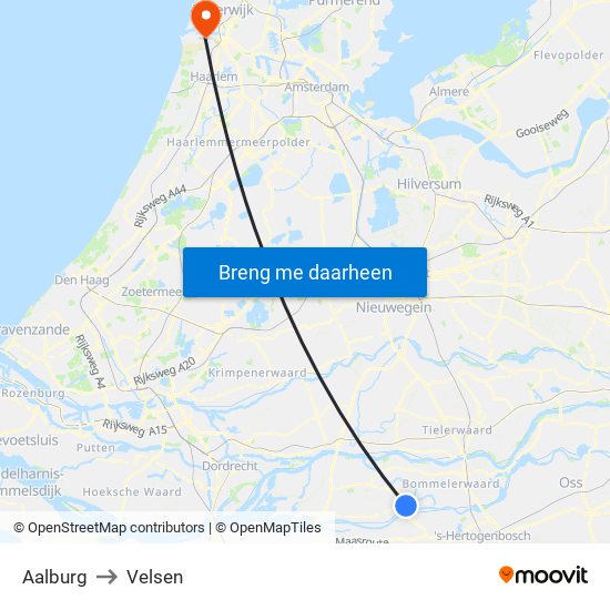 Aalburg to Velsen map