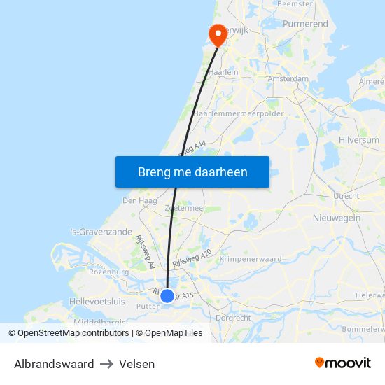 Albrandswaard to Velsen map