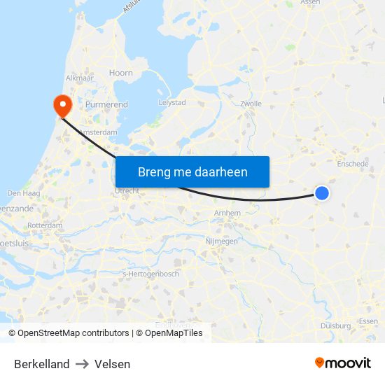 Berkelland to Velsen map