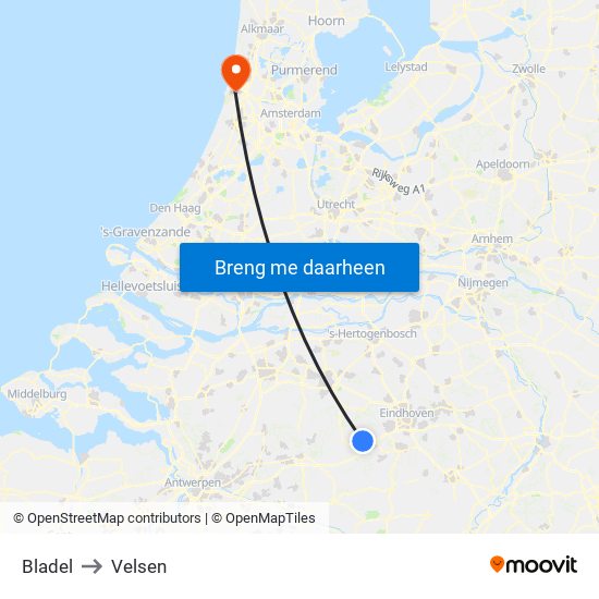 Bladel to Velsen map