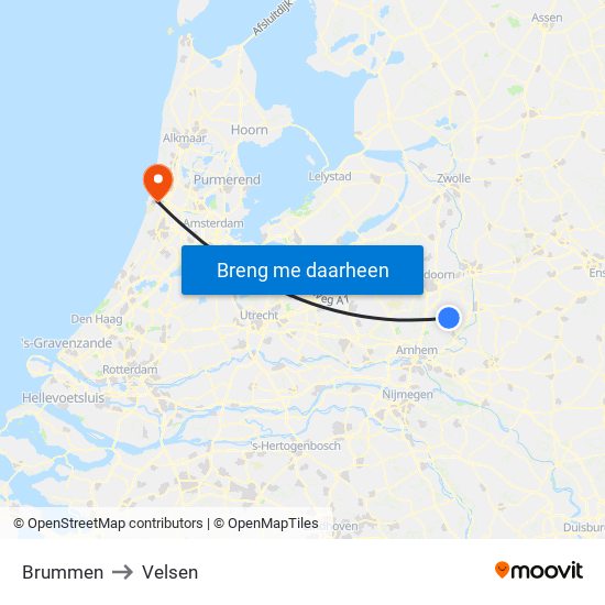 Brummen to Velsen map