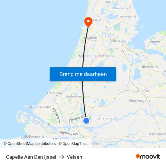 Capelle Aan Den Ijssel to Velsen map