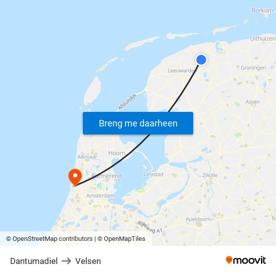 Dantumadiel to Velsen map