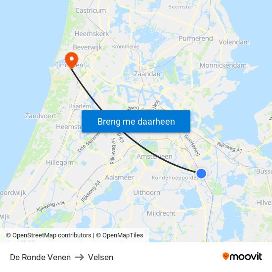 De Ronde Venen to Velsen map