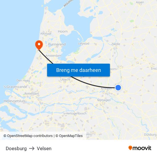 Doesburg to Velsen map