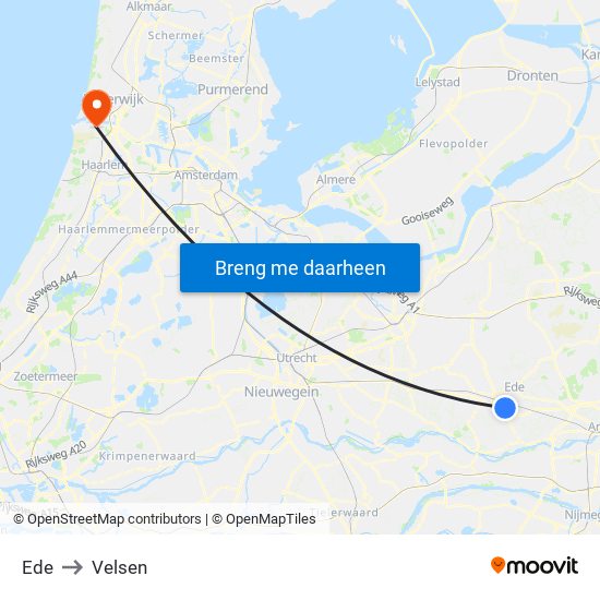 Ede to Velsen map