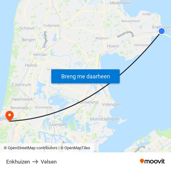 Enkhuizen to Velsen map