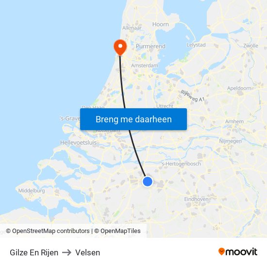 Gilze En Rijen to Velsen map