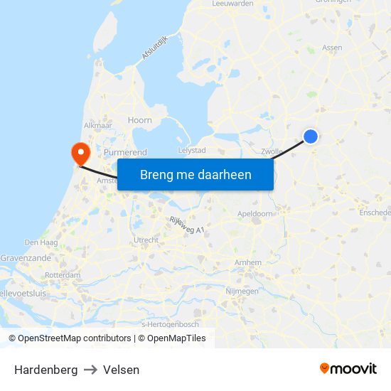 Hardenberg to Velsen map