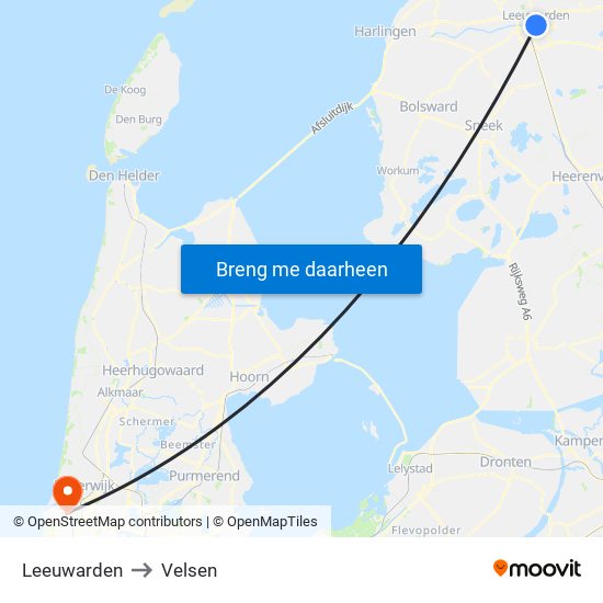 Leeuwarden to Velsen map