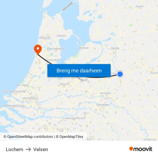 Lochem to Velsen map