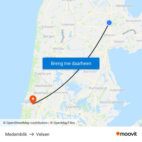 Medemblik to Velsen map