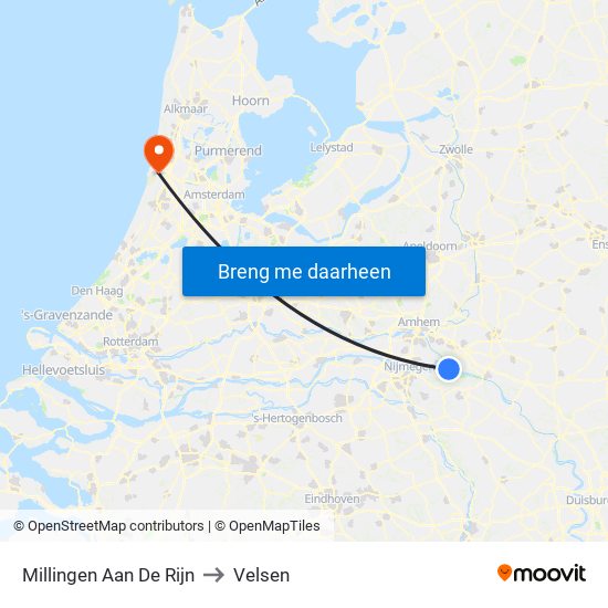 Millingen Aan De Rijn to Velsen map