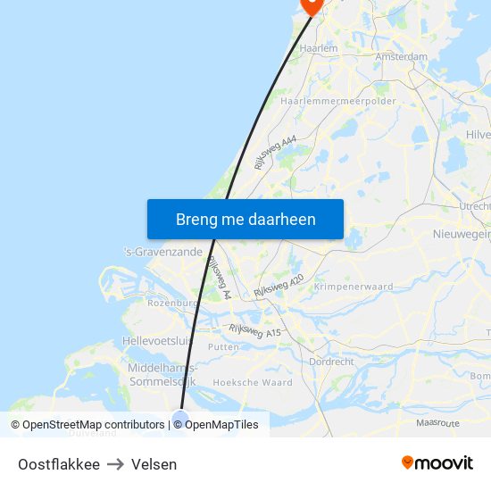 Oostflakkee to Velsen map