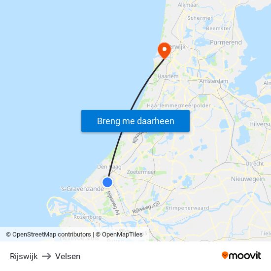 Rijswijk to Velsen map