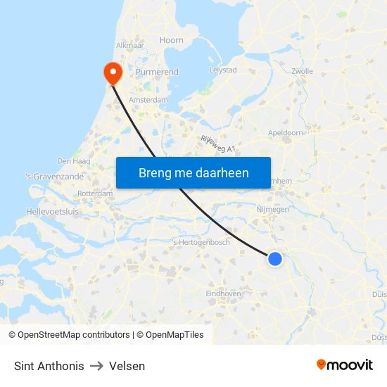 Sint Anthonis to Velsen map