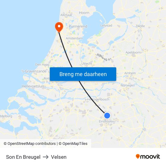 Son En Breugel to Velsen map