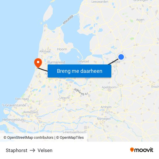 Staphorst to Velsen map