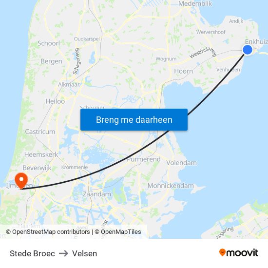 Stede Broec to Velsen map