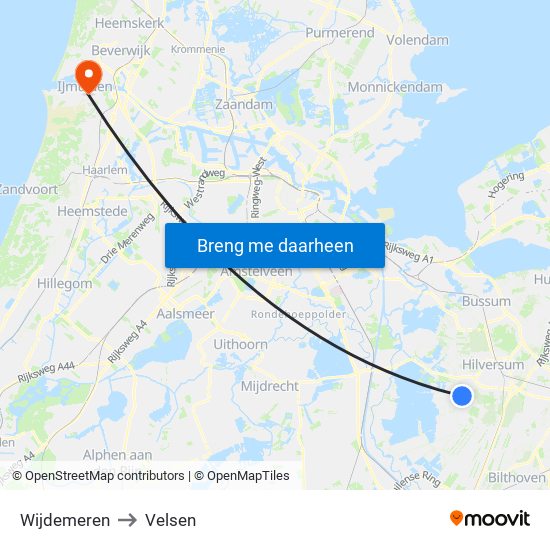 Wijdemeren to Velsen map