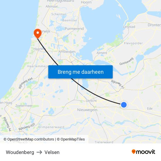 Woudenberg to Velsen map