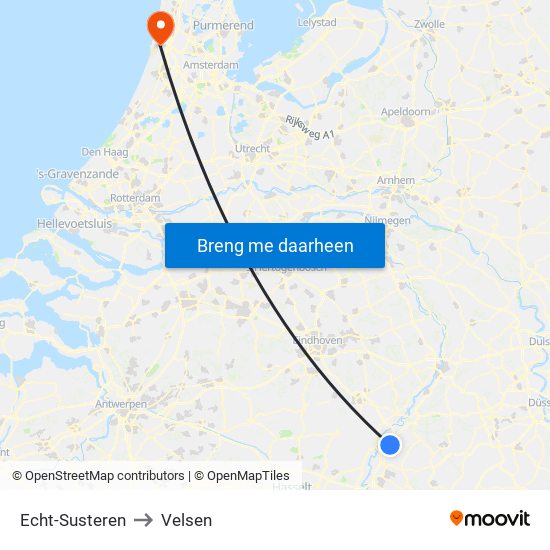 Echt-Susteren to Velsen map