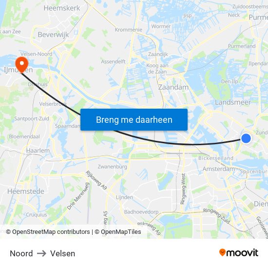 Noord to Velsen map