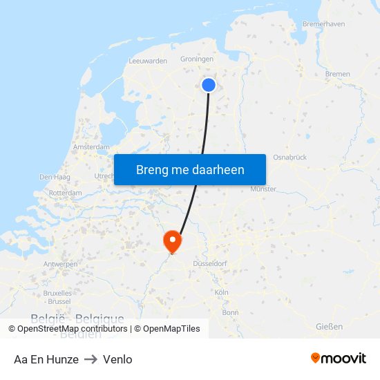 Aa En Hunze to Venlo map