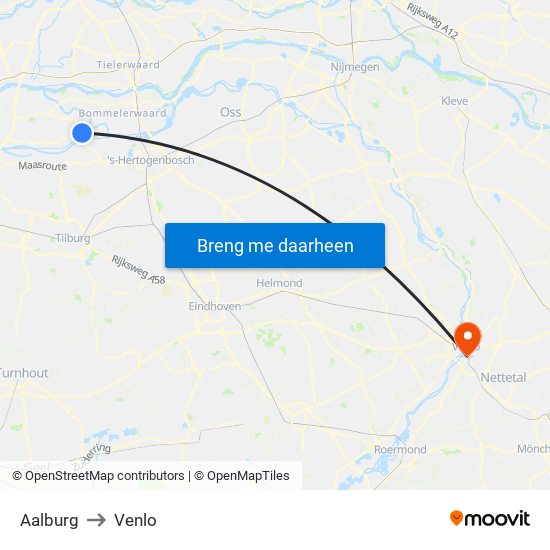 Aalburg to Venlo map