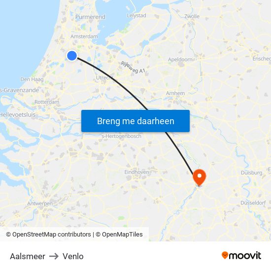 Aalsmeer to Venlo map
