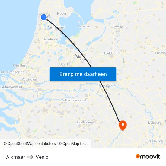 Alkmaar to Venlo map