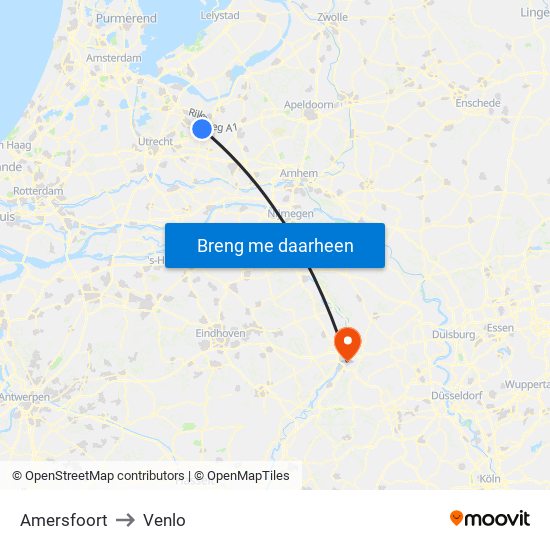 Amersfoort to Venlo map
