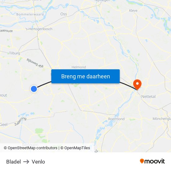 Bladel to Venlo map