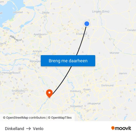 Dinkelland to Venlo map