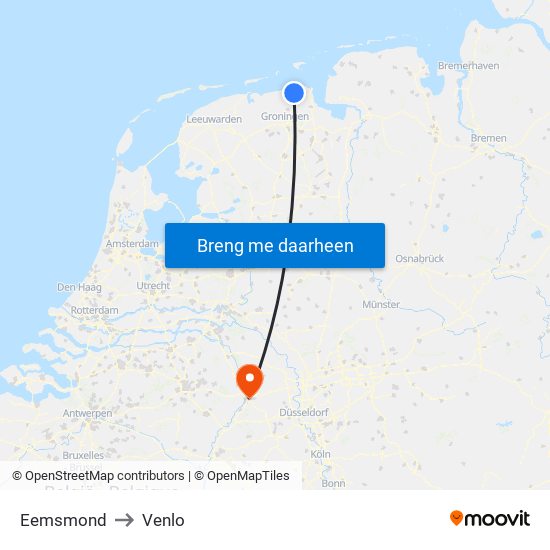 Eemsmond to Venlo map